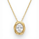 Oval Crystal Twisted Bezel Pendant
