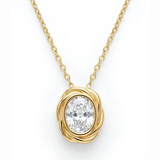 Oval Crystal Twisted Bezel Pendant