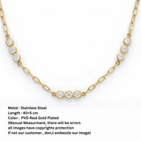 Graduated Solitaire Station Link Necklace