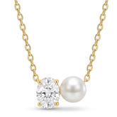 Oval Crystal & Pearl Duo Pendant Necklace