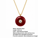 Crimson Solitaire Donut Pendant Necklace (18K Gold Plated)