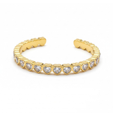 Heart-Cut Cubic Zirconia Gold-Tone Open Cuff Bangle