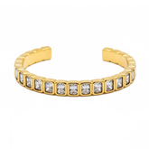 Modern Radiant-Cut Crystal Statement Bangle in Polished Gold