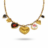 "Amora Vintage" Multi-Heart Charm Statement Necklace