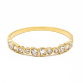 Geometric Mixed-Cut Crystal Bezel-Set Gold Bangle