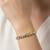 Geometric Mixed-Cut Crystal Bezel-Set Gold Bangle