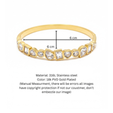 Geometric Mixed-Cut Crystal Bezel-Set Gold Bangle