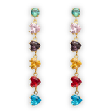 Anti-Tarnish Rainbow Heart Crystal Drop Earrings
