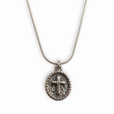 Hammered Cross Medallion Silver Pendant