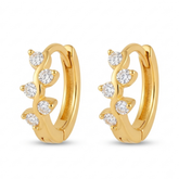 Wave Vine Crystal Gold Huggie Hoop Earrings