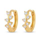 Wave Vine Crystal Gold Huggie Hoop Earrings
