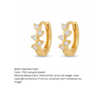 Wave Vine Crystal Gold Huggie Hoop Earrings