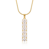 Clear Oval Crystal Bar Pendant Necklace
