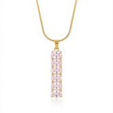 Pink Oval Crystal Bar Pendant Necklace