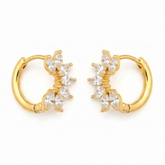 Clear Marquise Fan Gold Huggie Hoop Earrings