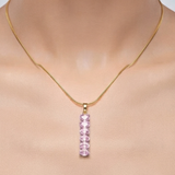 Pink Oval Crystal Bar Pendant Necklace
