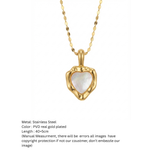 Anti-Tarnish Mother of Pearl Irregular Heart Gold Pendant Necklace