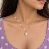 Anti-Tarnish Mother of Pearl Irregular Heart Gold Pendant Necklace