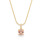 Anti-Tarnish Champagne Cushion-Cut Solitaire Pendant Necklace