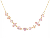 Anti-Tarnish Multi-Cut Pink Crystal Tennis Gold Necklace