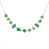 Anti-Tarnish Multi-Cut Emerald-Green Crystal Station Gold Necklace