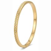 Geometric Diamond-Accented Gold Bangle Bracelet