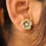 green flower studs image 2