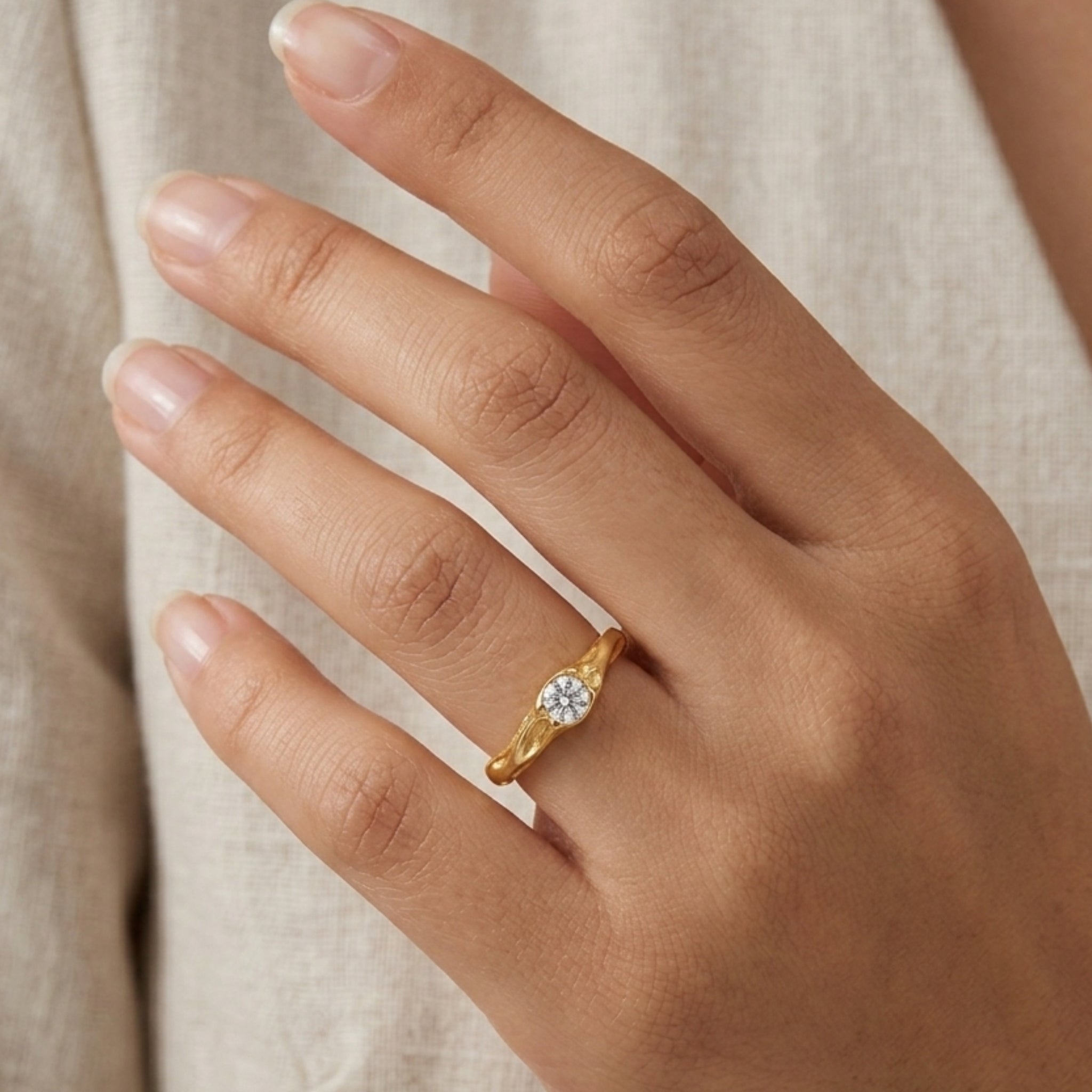 Molten Lava Bezel Solitaire Ring