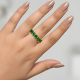 18K Gold Plated Emerald Green Zirconia Eternity Band Ring