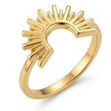 The Solis Crest Ring – 18K Gold-Plated Sunburst Arch Statement Ring