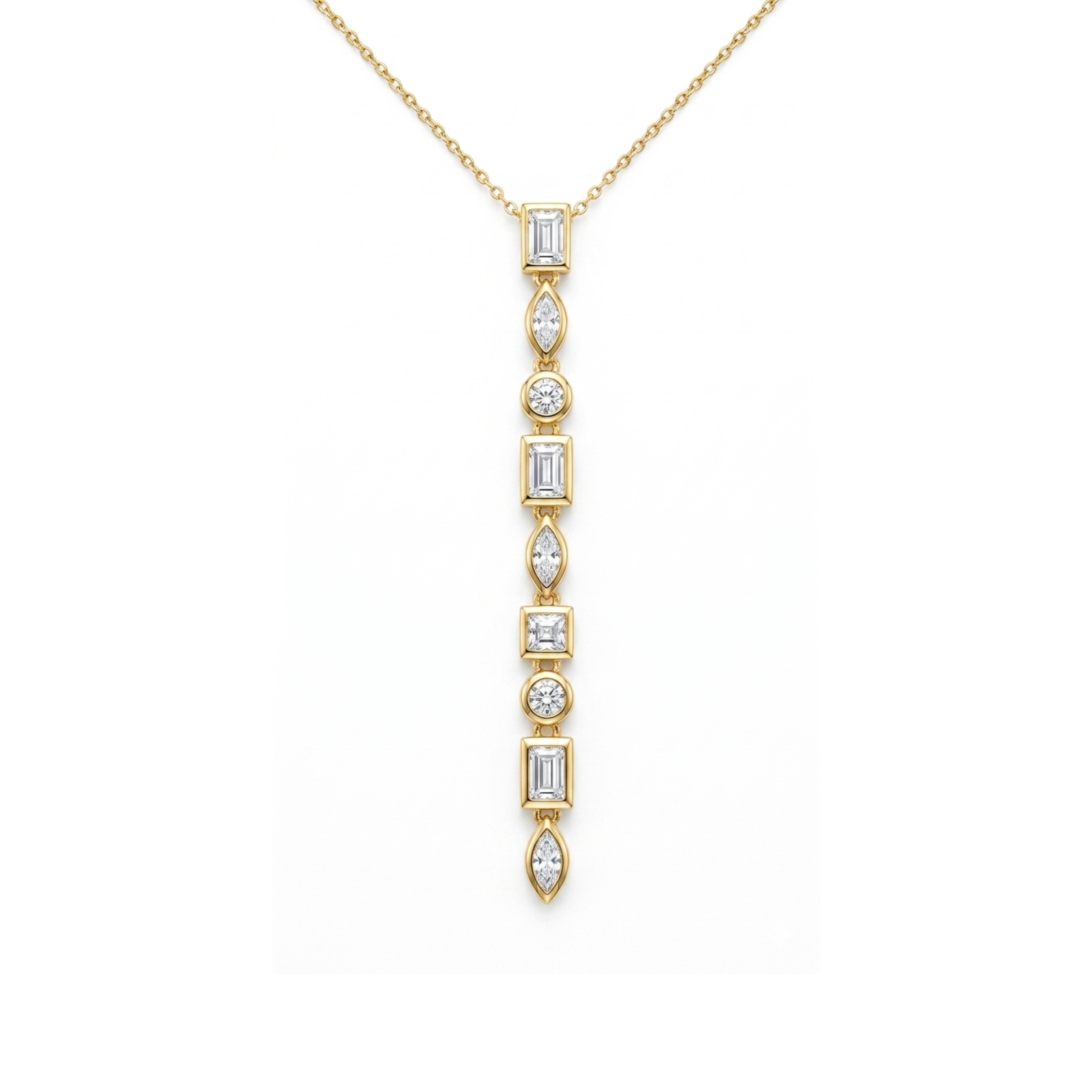 Elegant Emerald-Cut Drop Pendant Necklace – Gold Plated Statement Piece