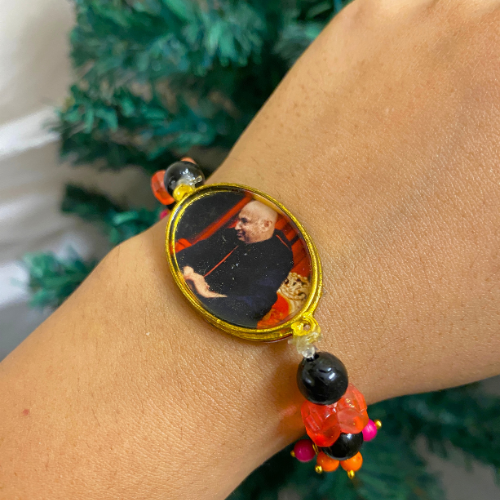 Spiritual Grace Black & Coral Beaded Bracelet