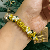 Divine Blessings Beaded Bracelet – Traditional Gold & Pearl bracelet with Spiritual Centerpiece