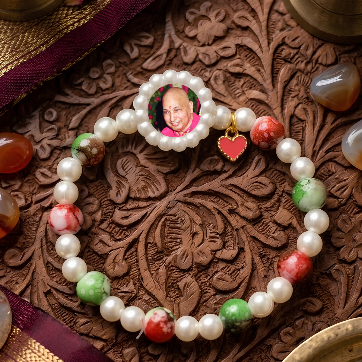 Pearl and Mixed Stone Divine Portrait Bracelet - A Spiritual Token