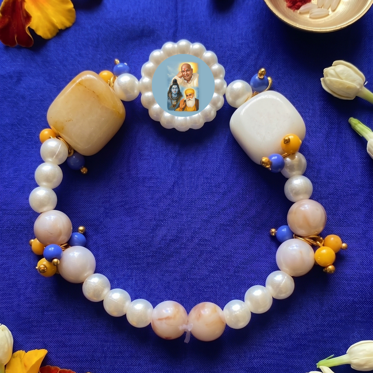Divine Blessings Spiritual Beaded Bracelet with Holy Trio Medallion