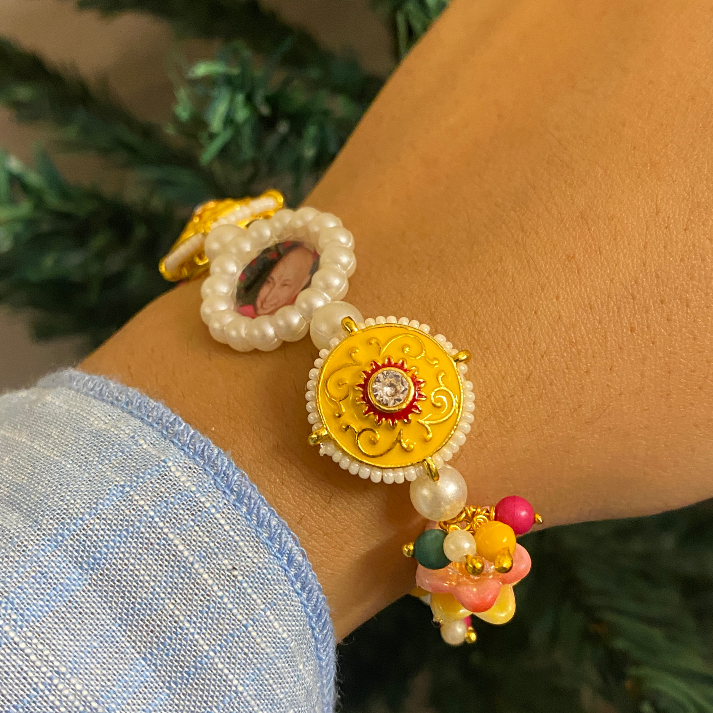 Spiritual Aura Pearl & Meenakari Devotional Bracelet
