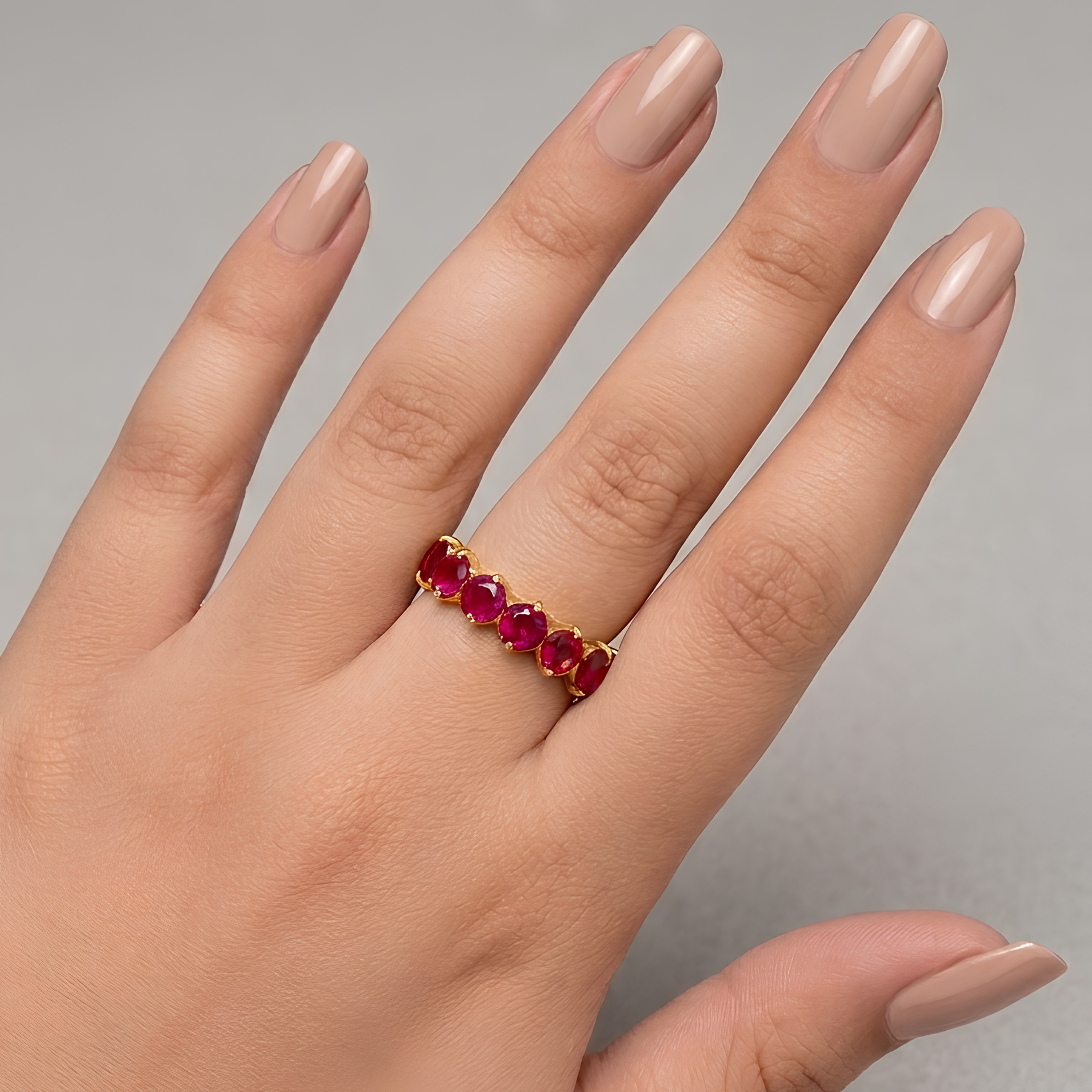 18K Gold Ruby Eternity Band Ring