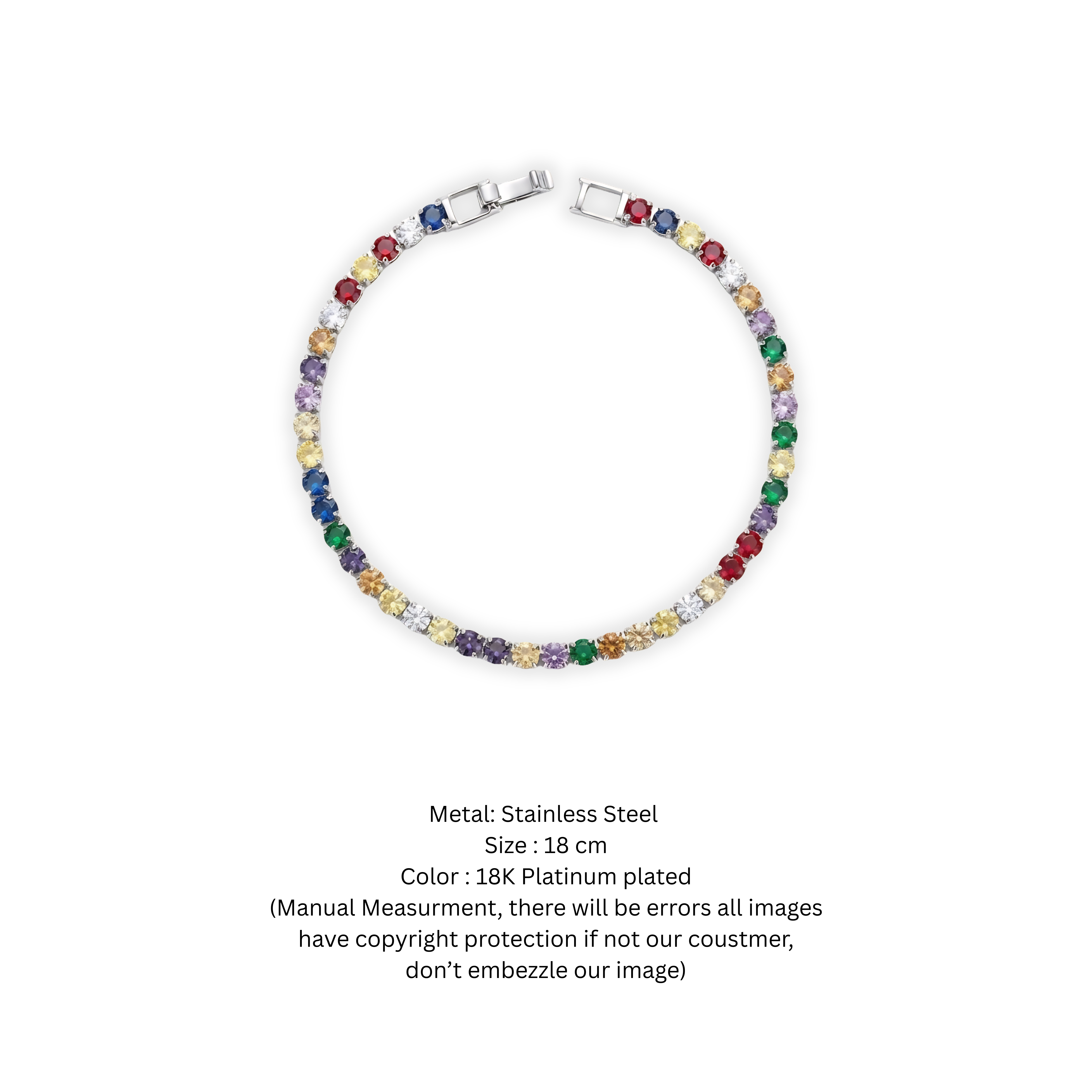 Rainbow Prism Silver Tennis Bracelet
