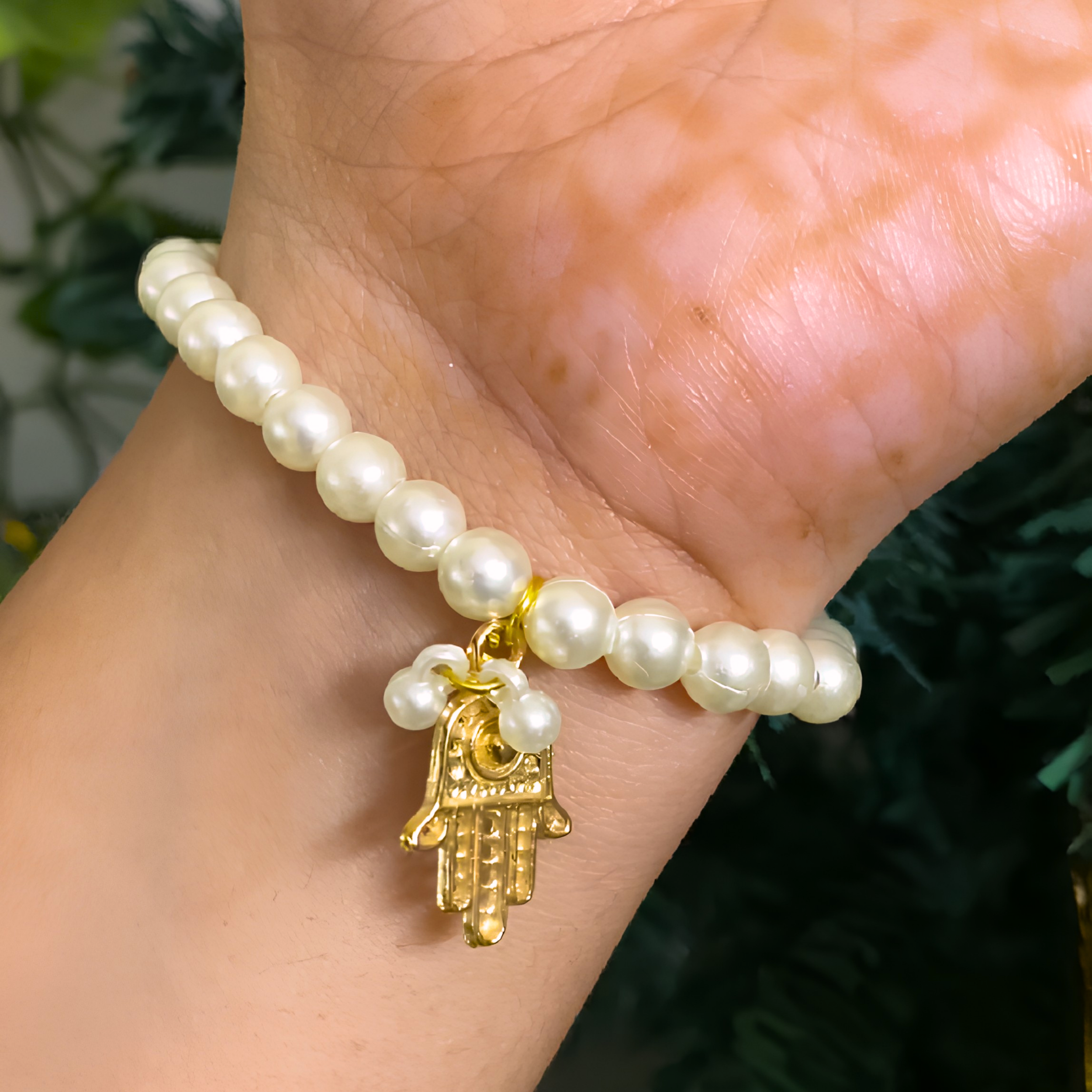 Pearl Blessing Bracelet with evil eye Charm