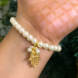 Pearl Blessing Bracelet with evil eye Charm