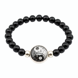 Yin Yang Swirl Pattern Beaded Stretch Bracelet
