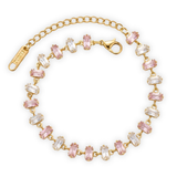 Gold-Plated Blush and Crystal Baguette Tennis Bracelet