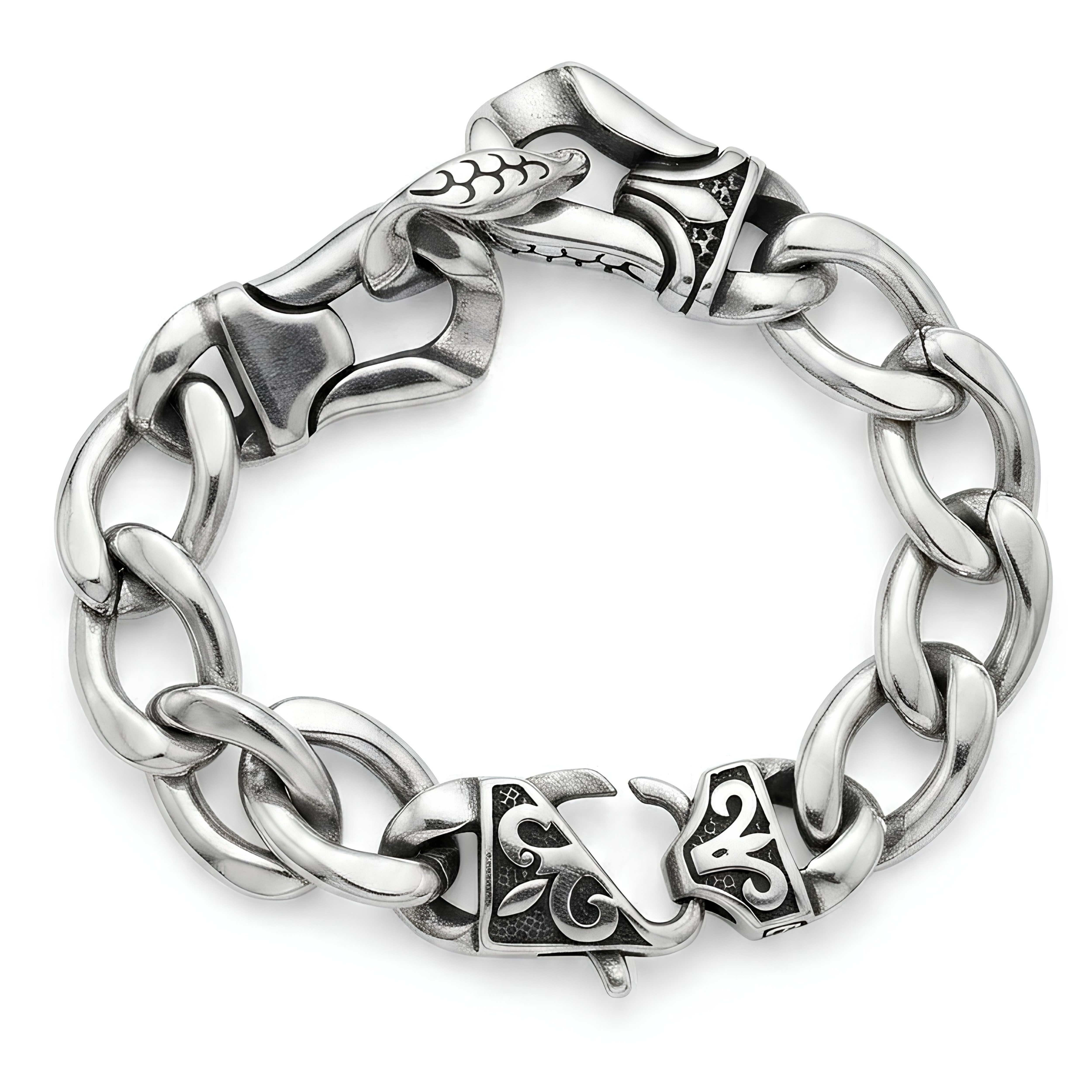 Artisan Engraved Curb Chain Bracelet