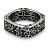 Vintage Celtic Knot Square Band Ring – Oxidized Matte Silver Finish