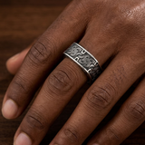 Vintage Celtic Knot Square Band Ring – Oxidized Matte Silver Finish