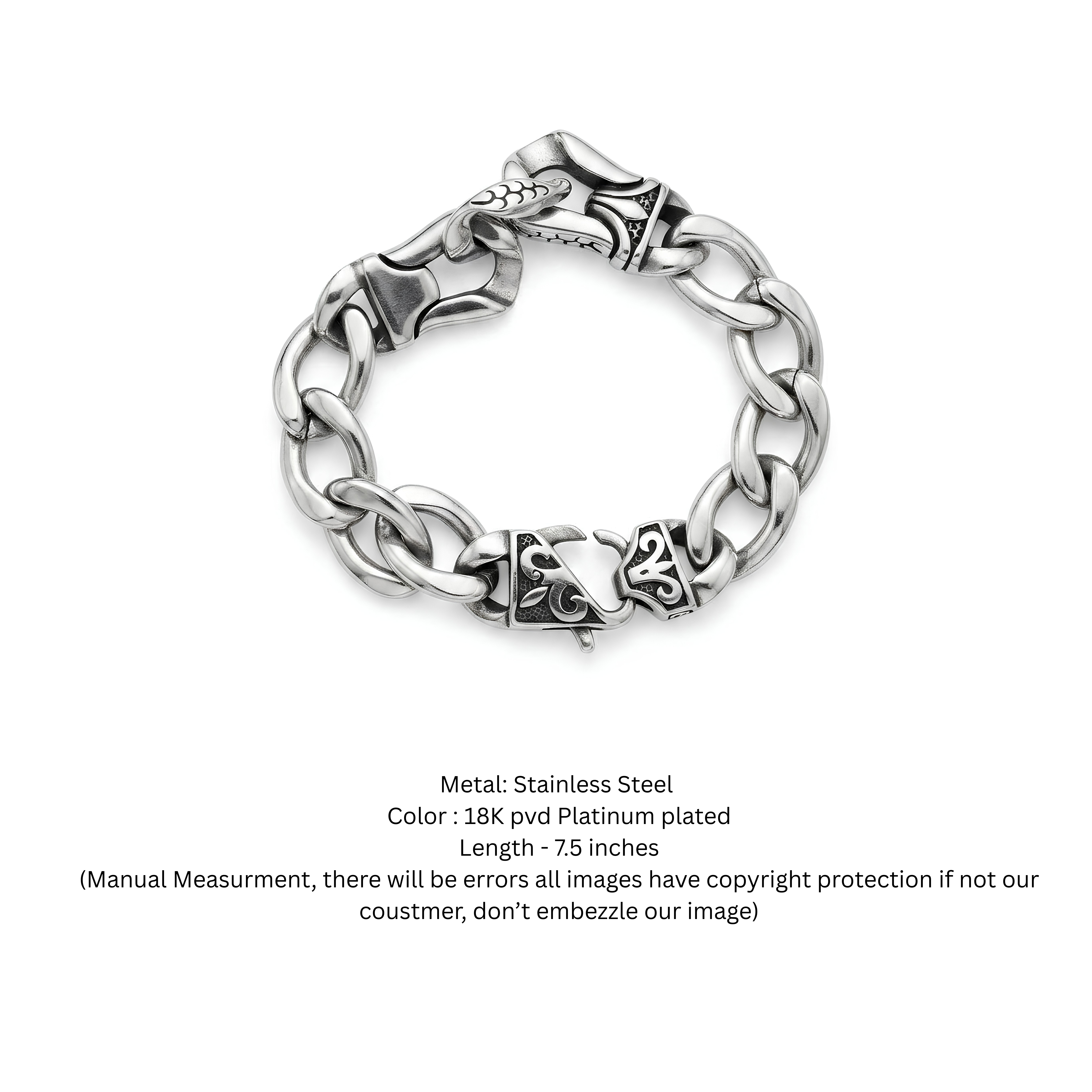 Artisan Engraved Curb Chain Bracelet