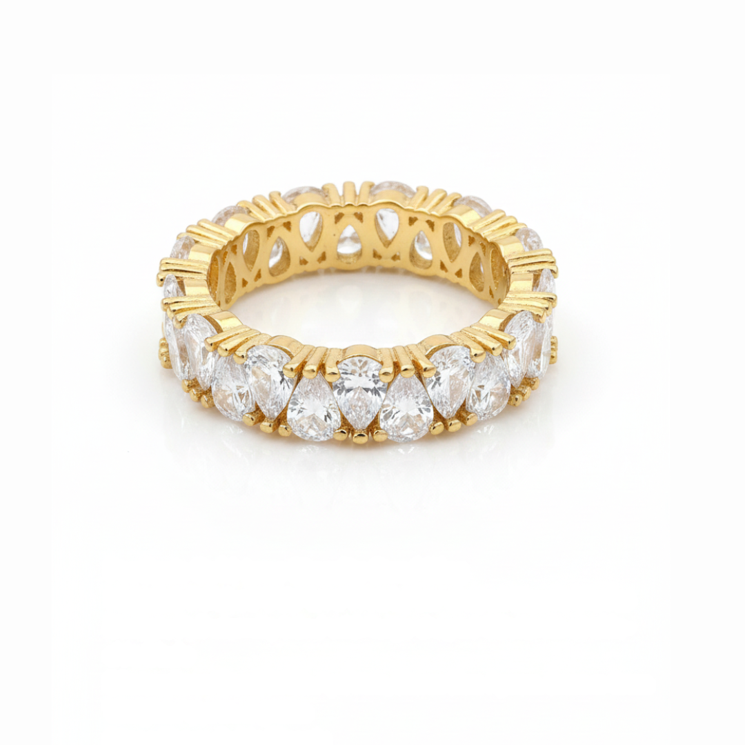 Teardrop Crystal Gold Statement Ring
