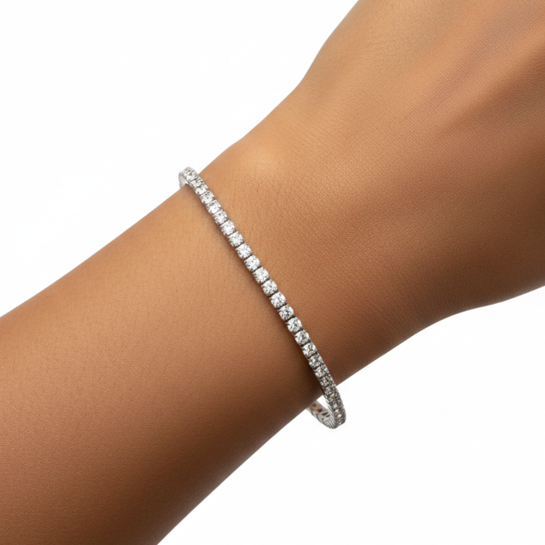 Classic Silver-Tone Cubic Zirconia Tennis Bracelet