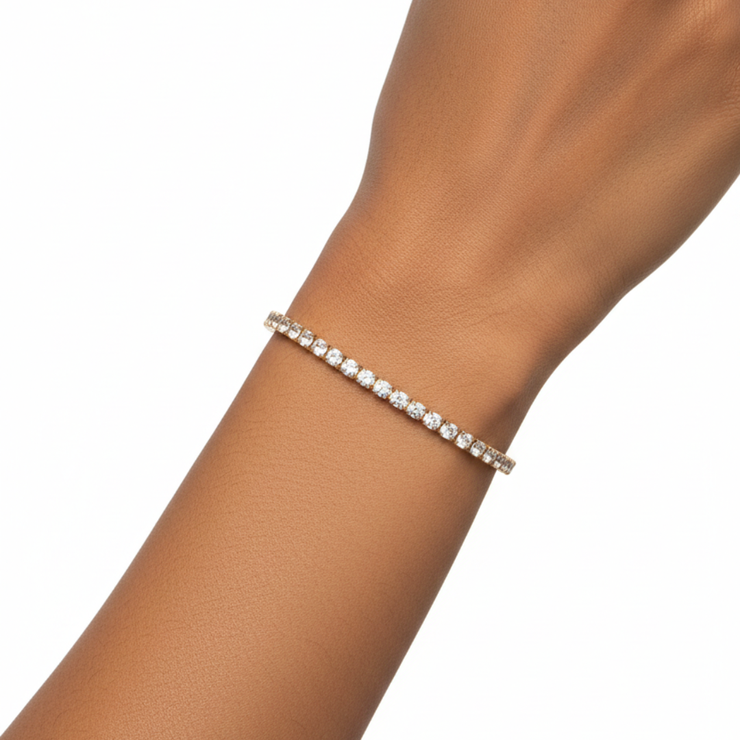Classic Gold-Tone Cubic Zirconia Tennis Bracelet