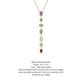 Celestial Cascade: Multi-Gemstone Gold-Plated Drop Pendant